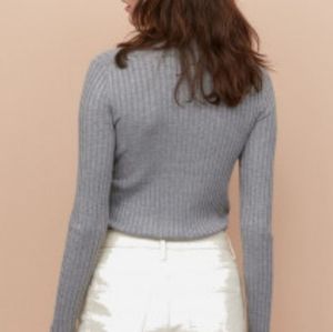 Grey Ribbed Knit Top